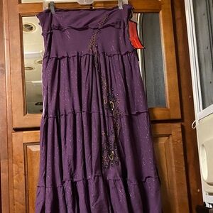 Younique Purple Cotton Midi Peasant Skirt Large NWT